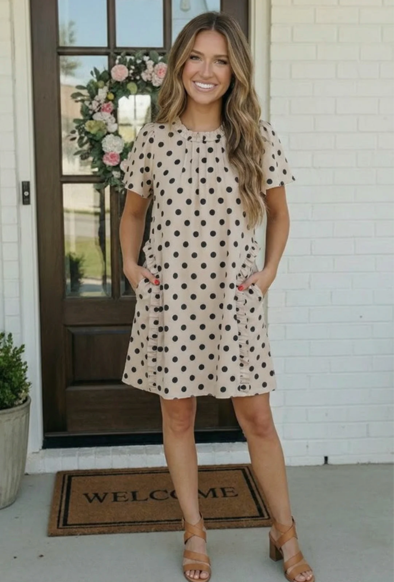 Spotted Something Sweet Polka Dot Ruffle Mini Dress - DR142BW