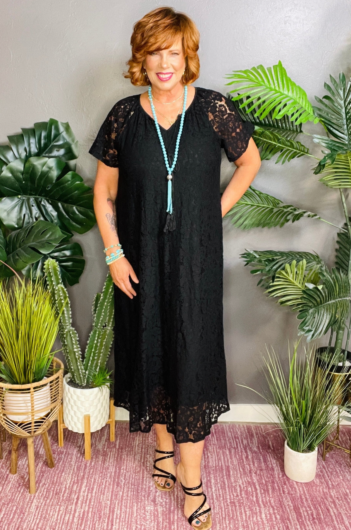 Always On My Mind Black Floral Lace Maxi Dress - DR143BK