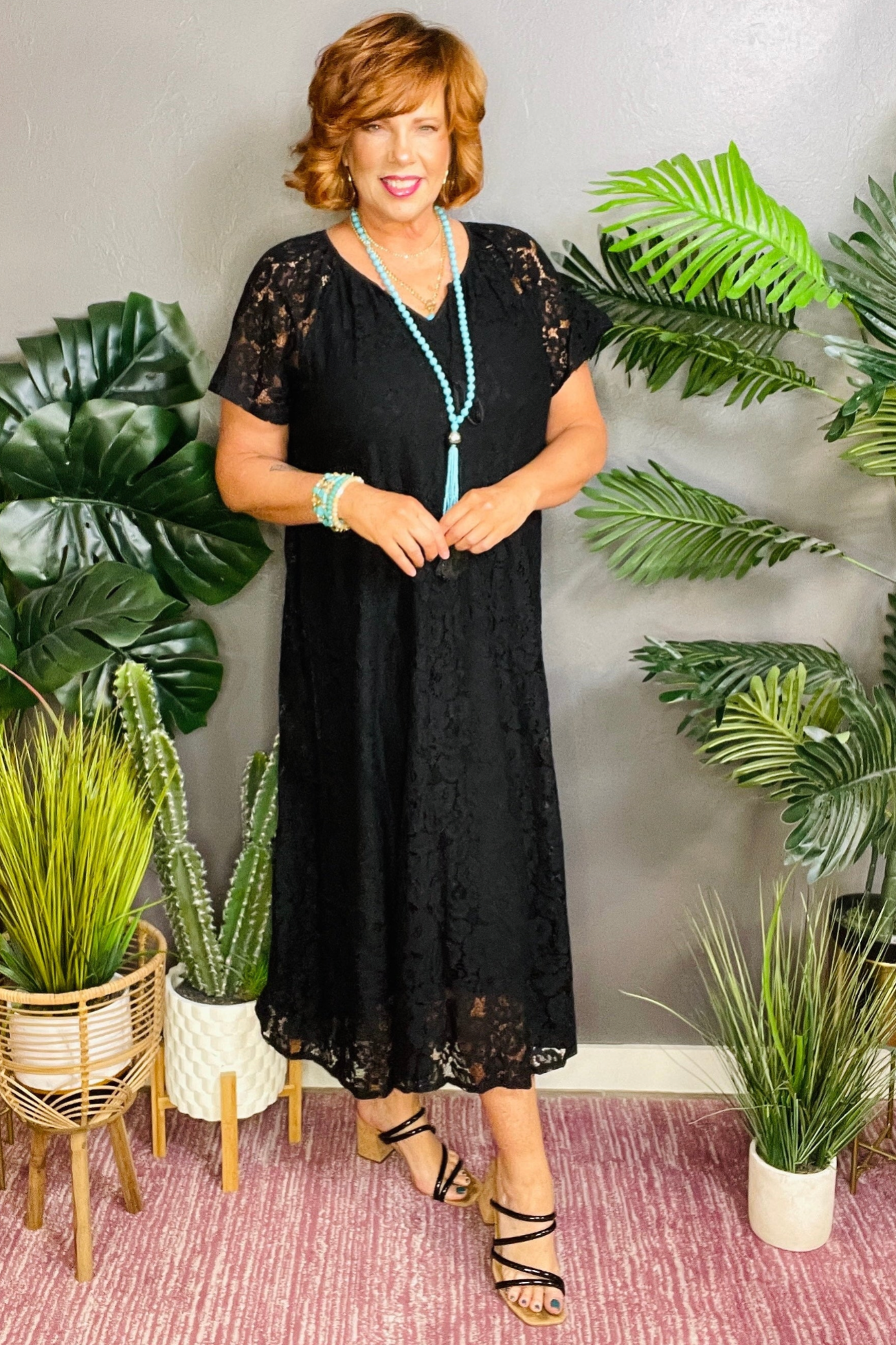 Always On My Mind Black Floral Lace Maxi Dress - DR143BK