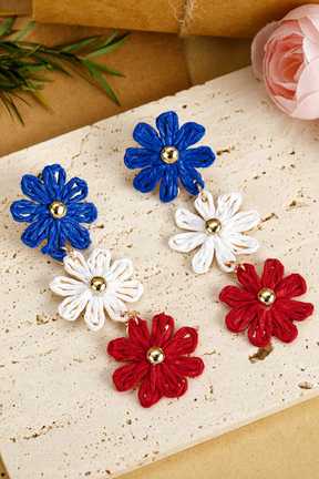 Crochet Flowers Stud Dangle Earrings - E102RWB