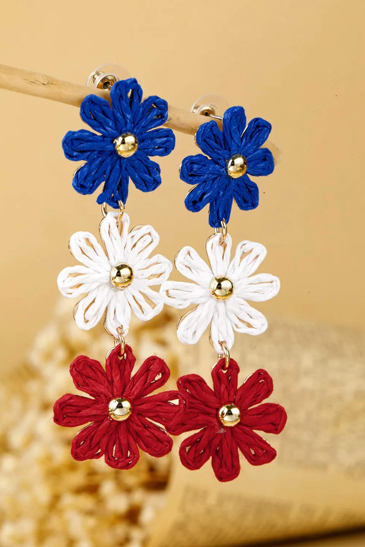 Crochet Flowers Stud Dangle Earrings - E102RWB