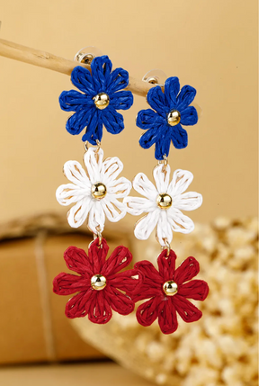 Crochet Flowers Stud Dangle Earrings - E102RWB