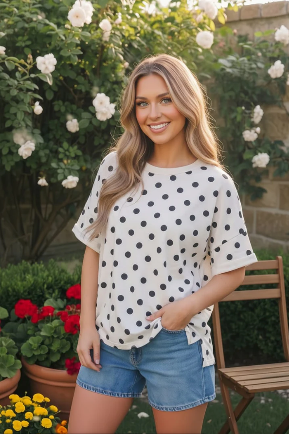 Dot to Dot Polka Print Boxy Tee