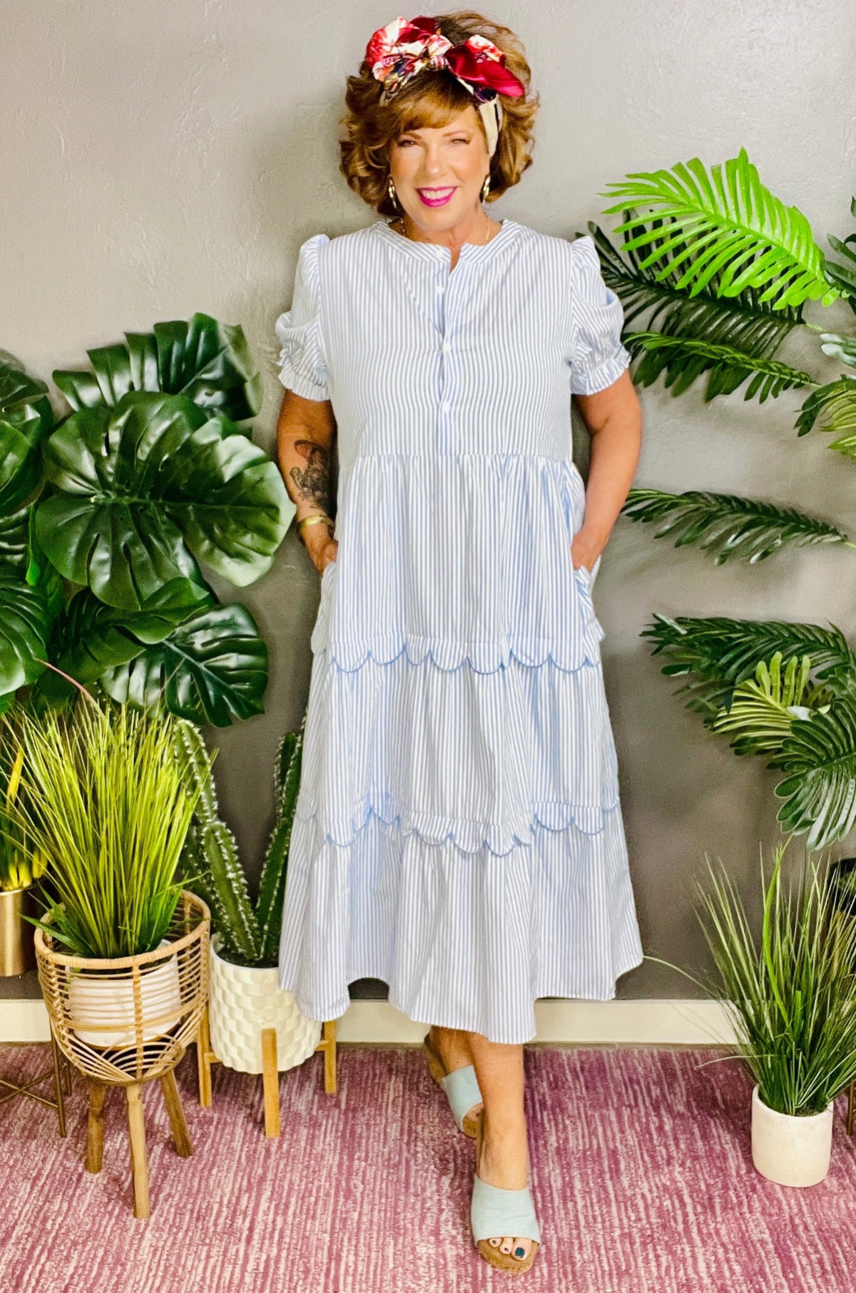 A Gentle Breeze Blue Stripe Dress - DR210BL