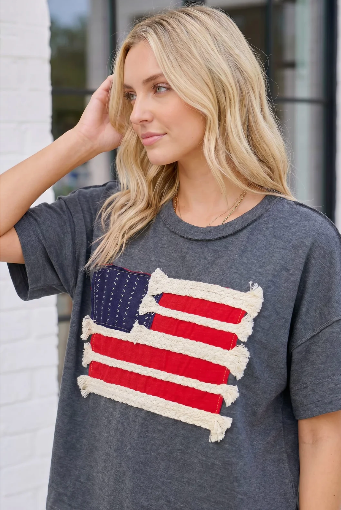 Stars and Stripes Fringe Flag Graphic Tee