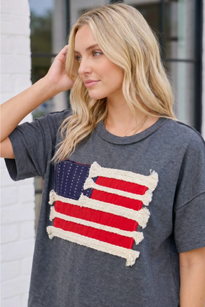 Stars and Stripes Fringe Flag Graphic Tee