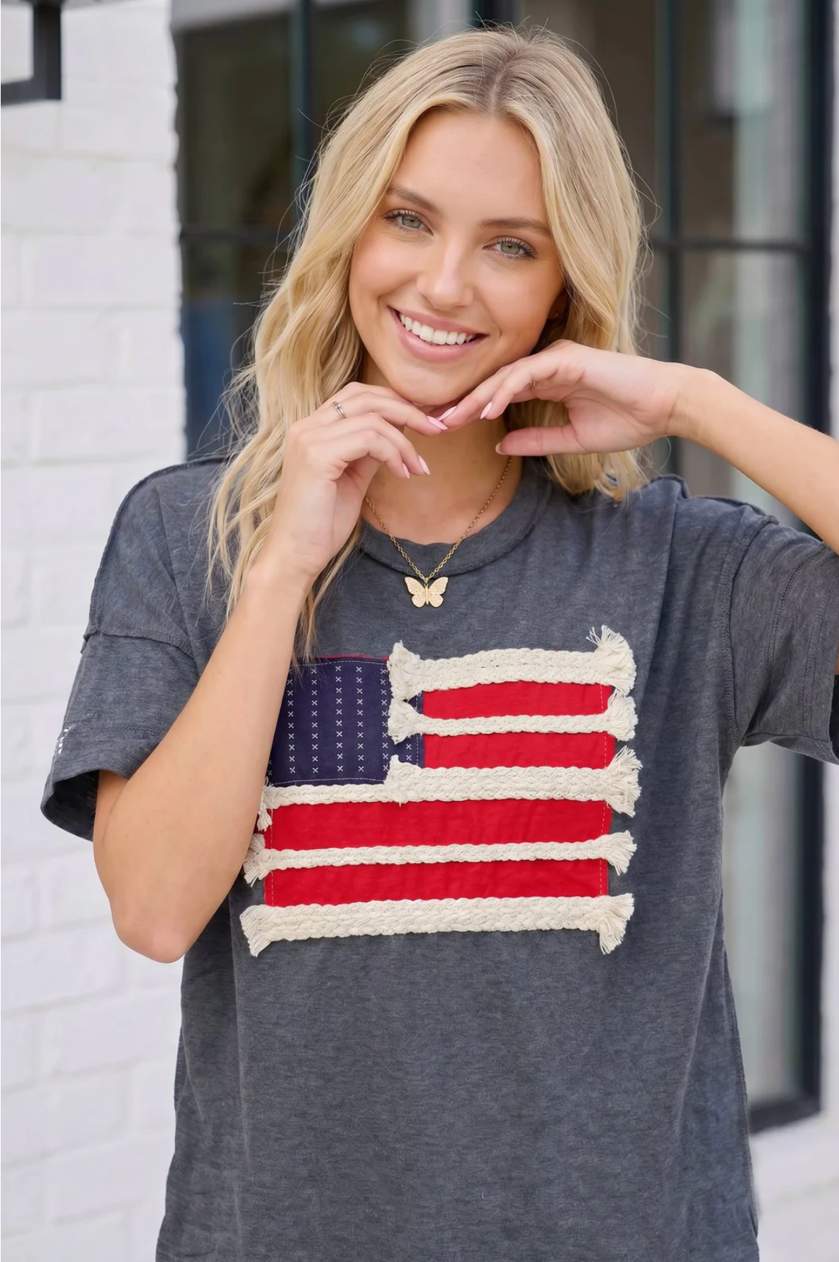 Stars and Stripes Fringe Flag Graphic Tee