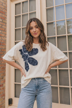 Paisley Petal Graphic Tee in Cream