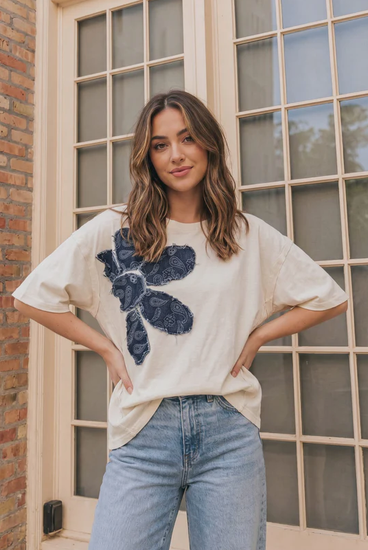 Paisley Petal Graphic Tee in Cream
