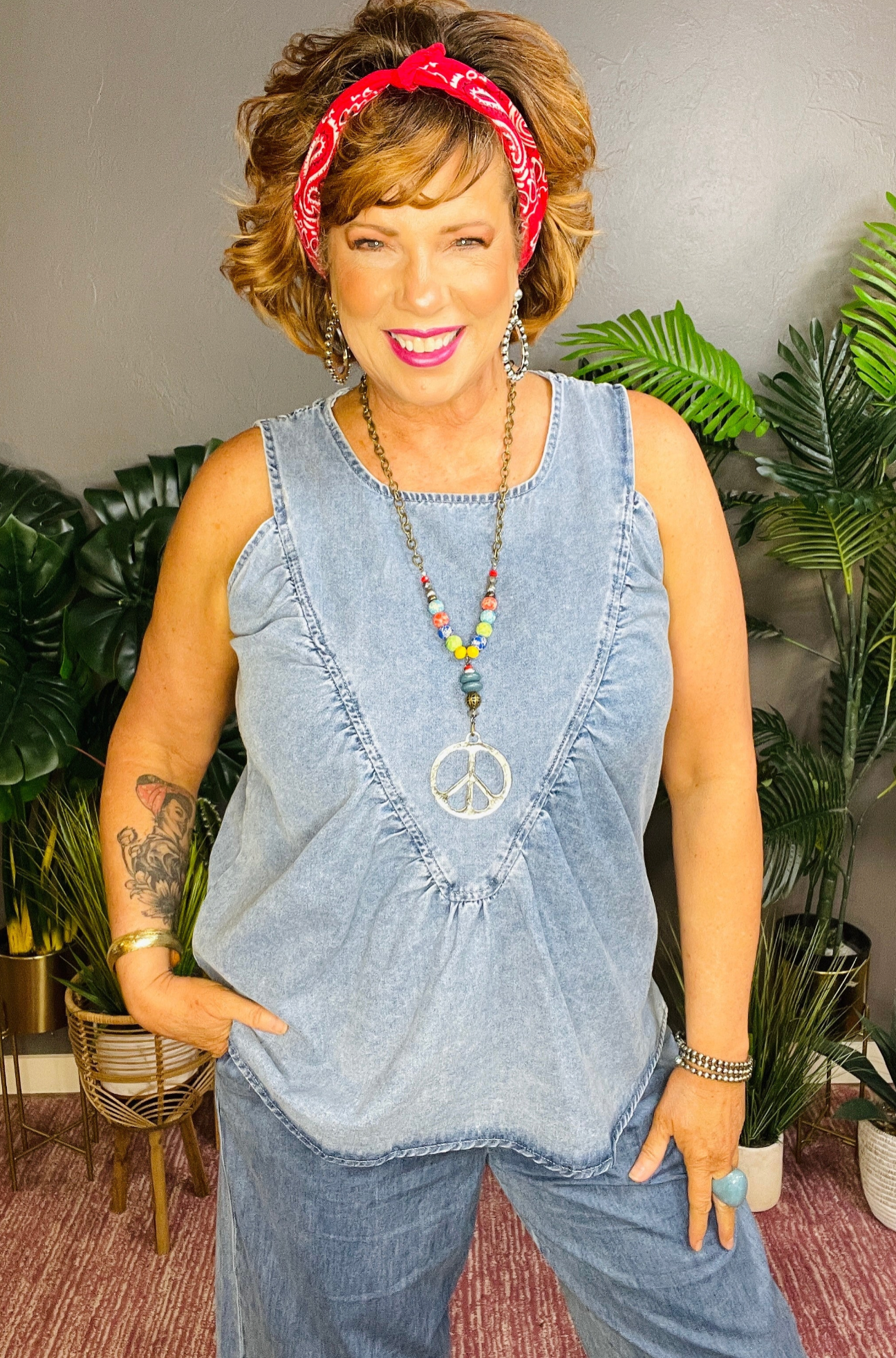 Just Like That Denim Pleated Top - S903DN