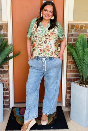 Vintage Vibes Mixed Print Top - S904MU