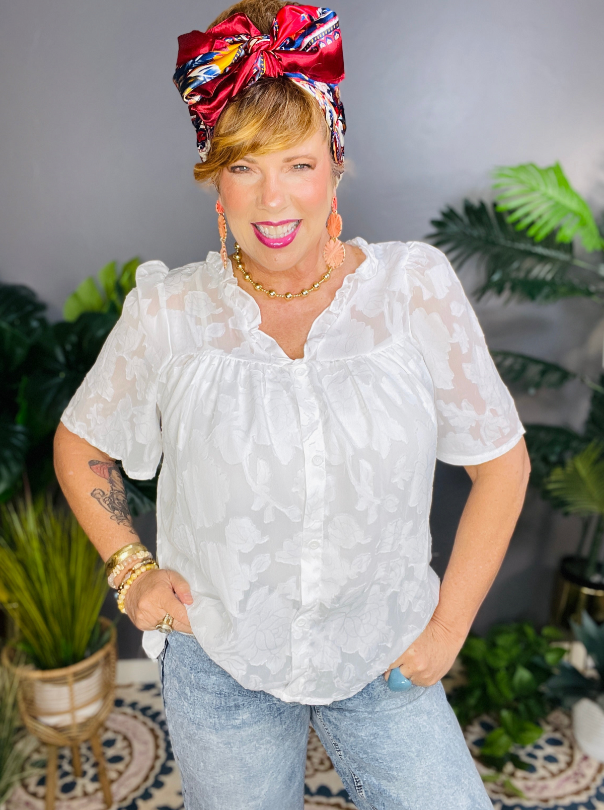 Sunday Stroll Textured Top - S905WH