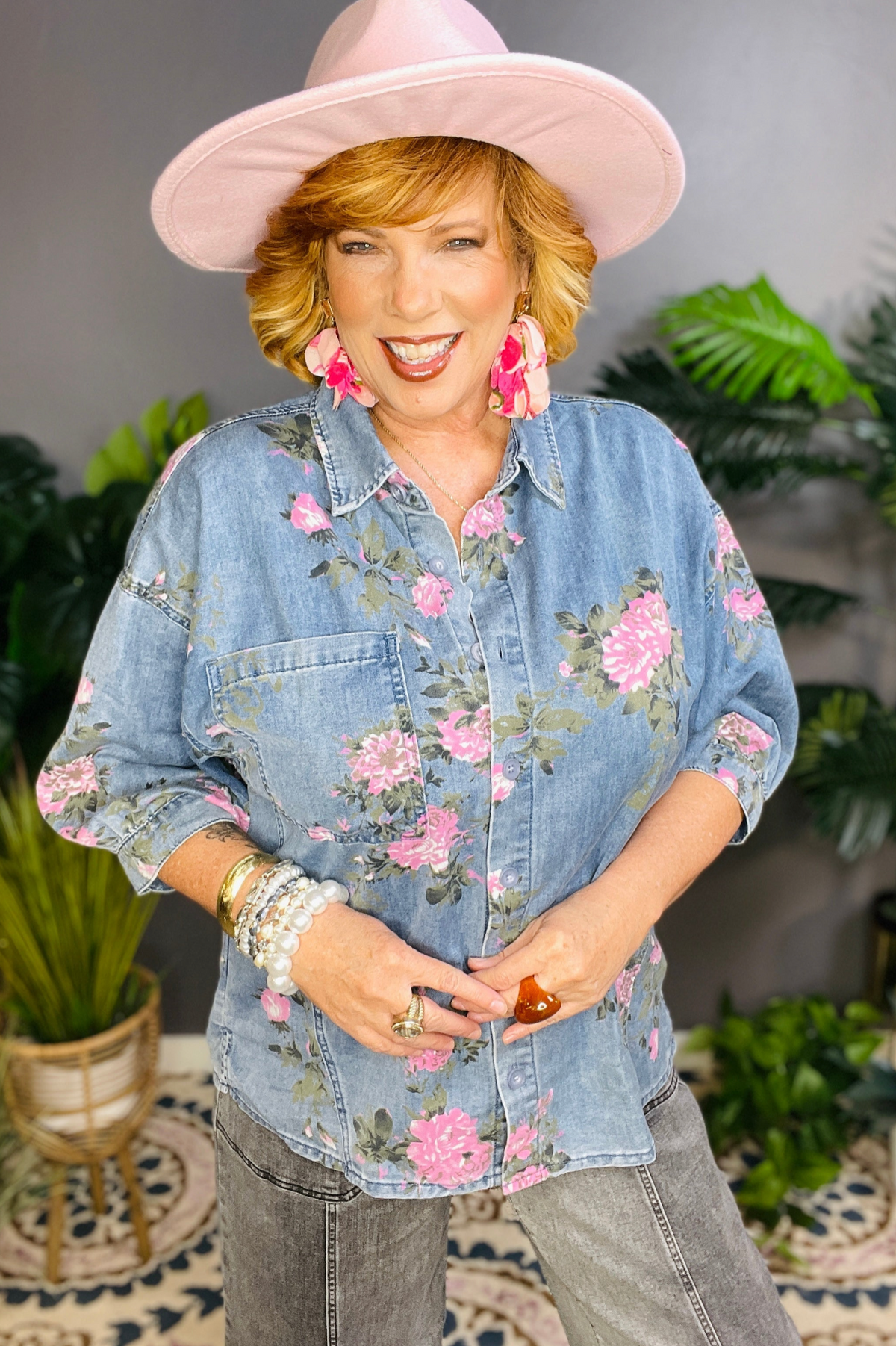 Backroad Beauty Floral Denim Shirt - S906DN