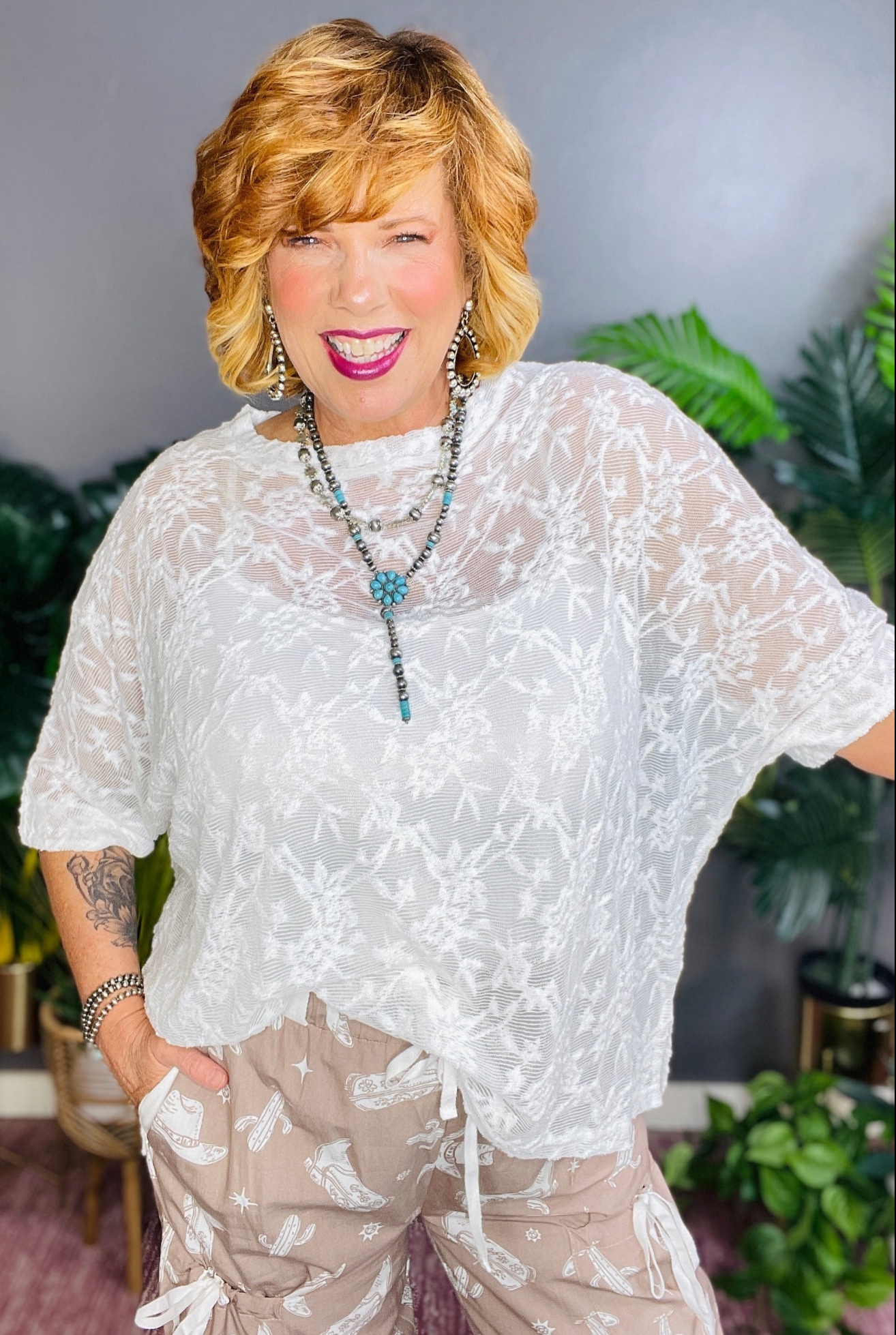 Rebel Romance White Floral Lace Sheer Top - S972WH