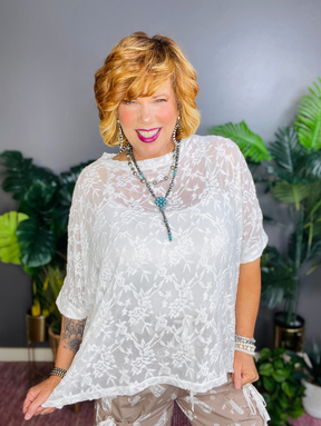 Rebel Romance White Floral Lace Sheer Top - S972WH