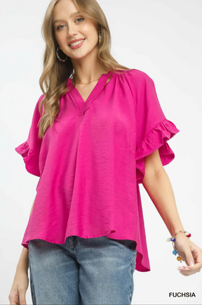 Back To It Ruffle Sleeve Flutter Top - S973FU
