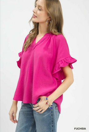 Back To It Ruffle Sleeve Flutter Top - S973FU
