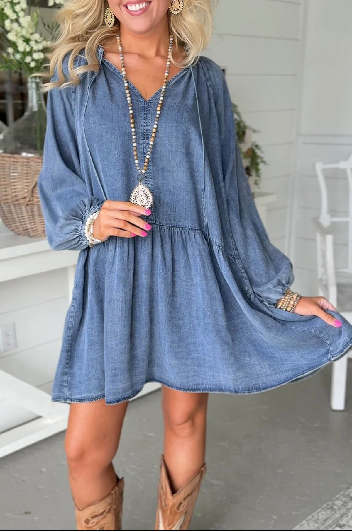 Flirty Meets Chic Denim Mini Dress - DR285DN