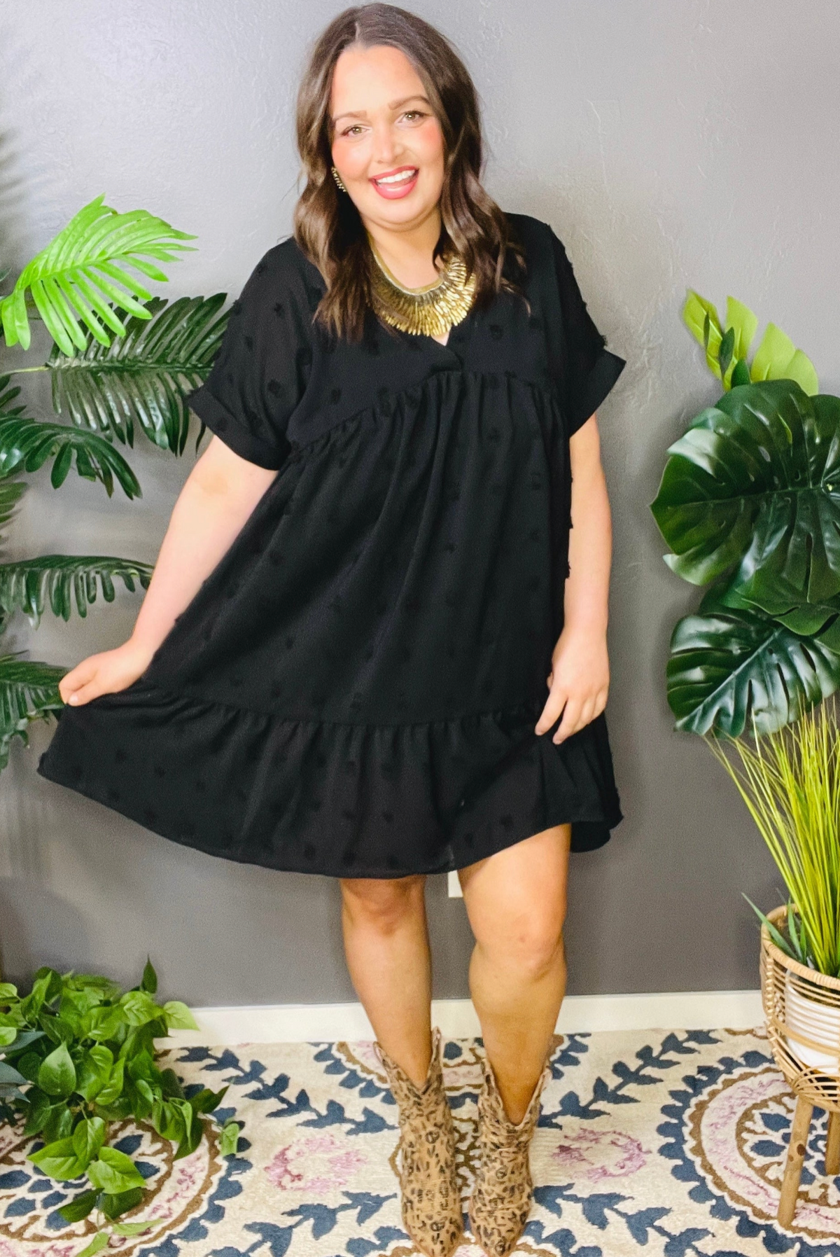 Gracefully Yours Swiss Dot Dress - DR287BK