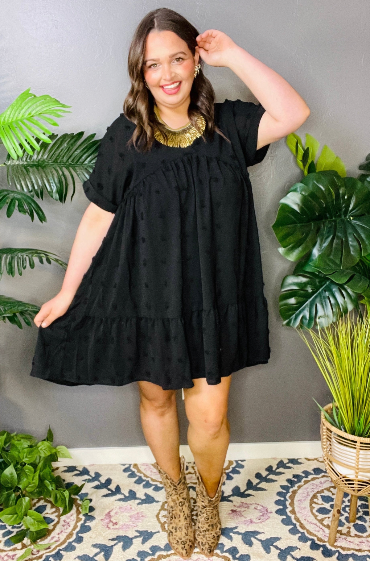 Gracefully Yours Swiss Dot Dress - DR287BK