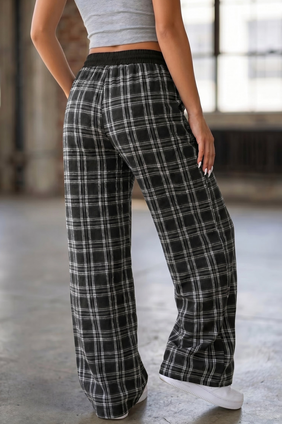 Mad About Plaid Wide Leg Pants - P176BK