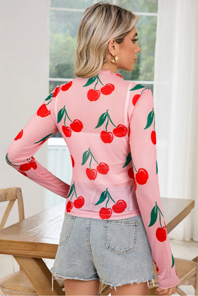 Sweet As Cherry Mesh Top - T038PK