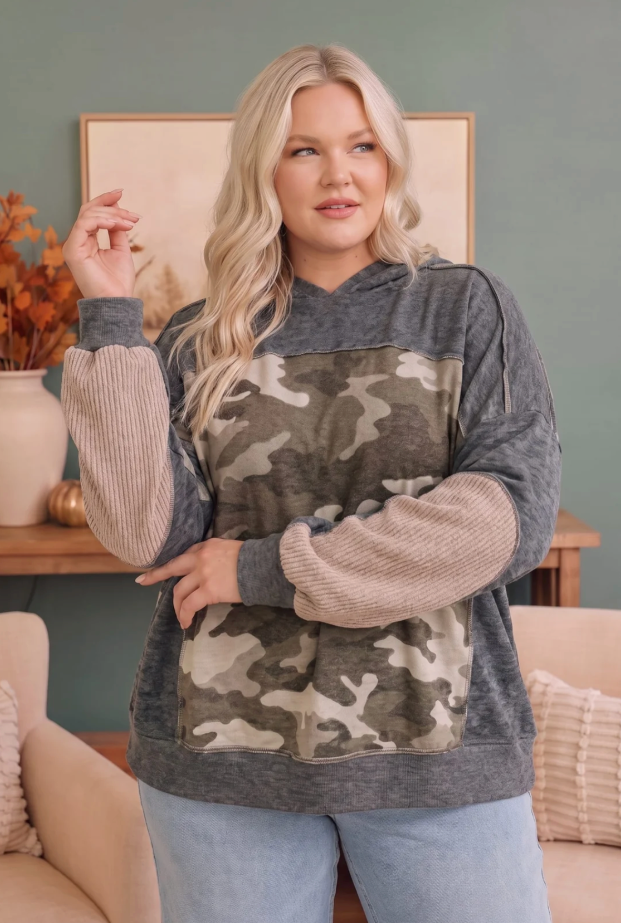 Catch Me If You Can Hoodie with Ribbed Sleeves - T079CG