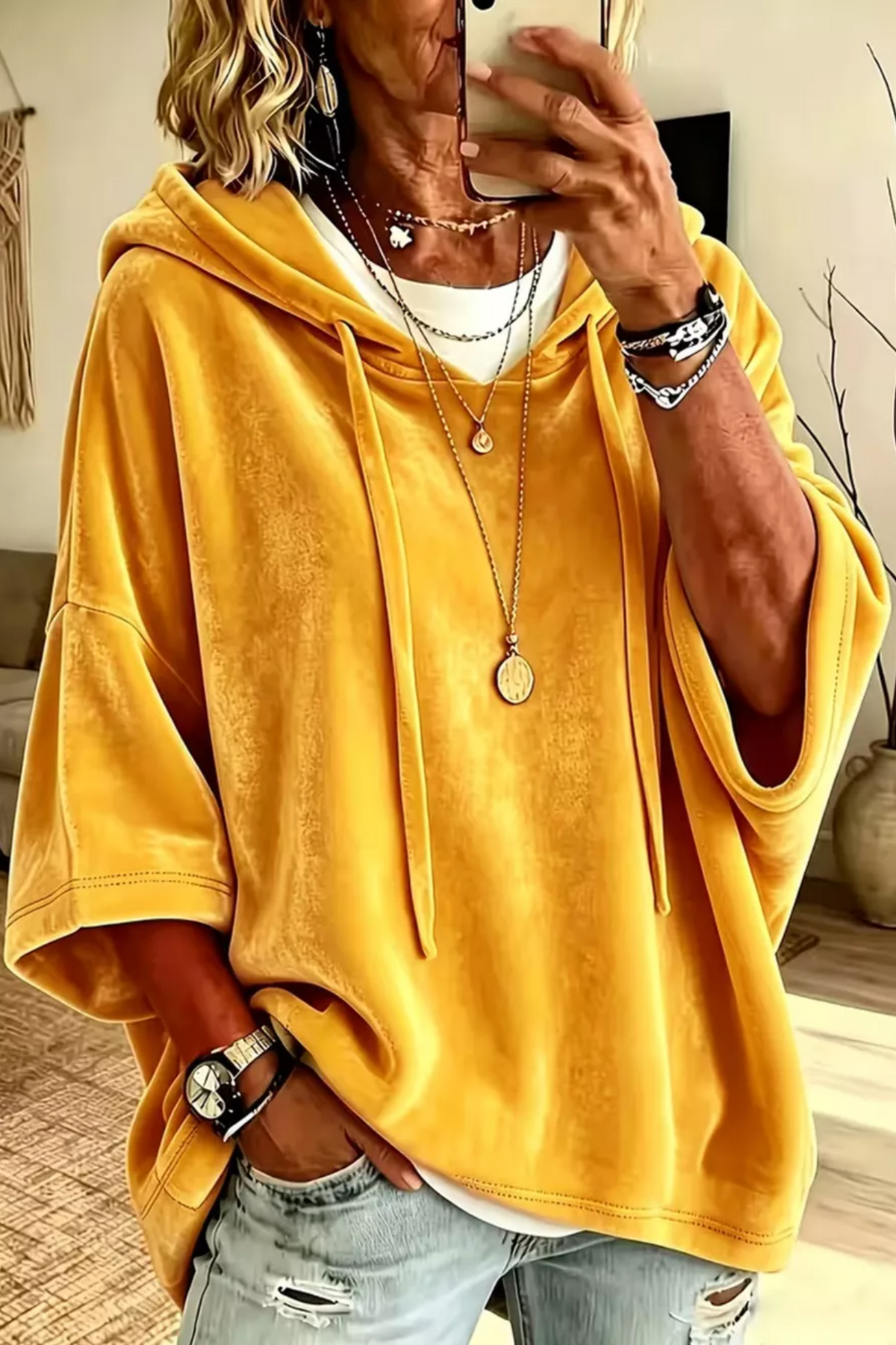 Chill Factor Mustard Velvet Hoodie - T083MS