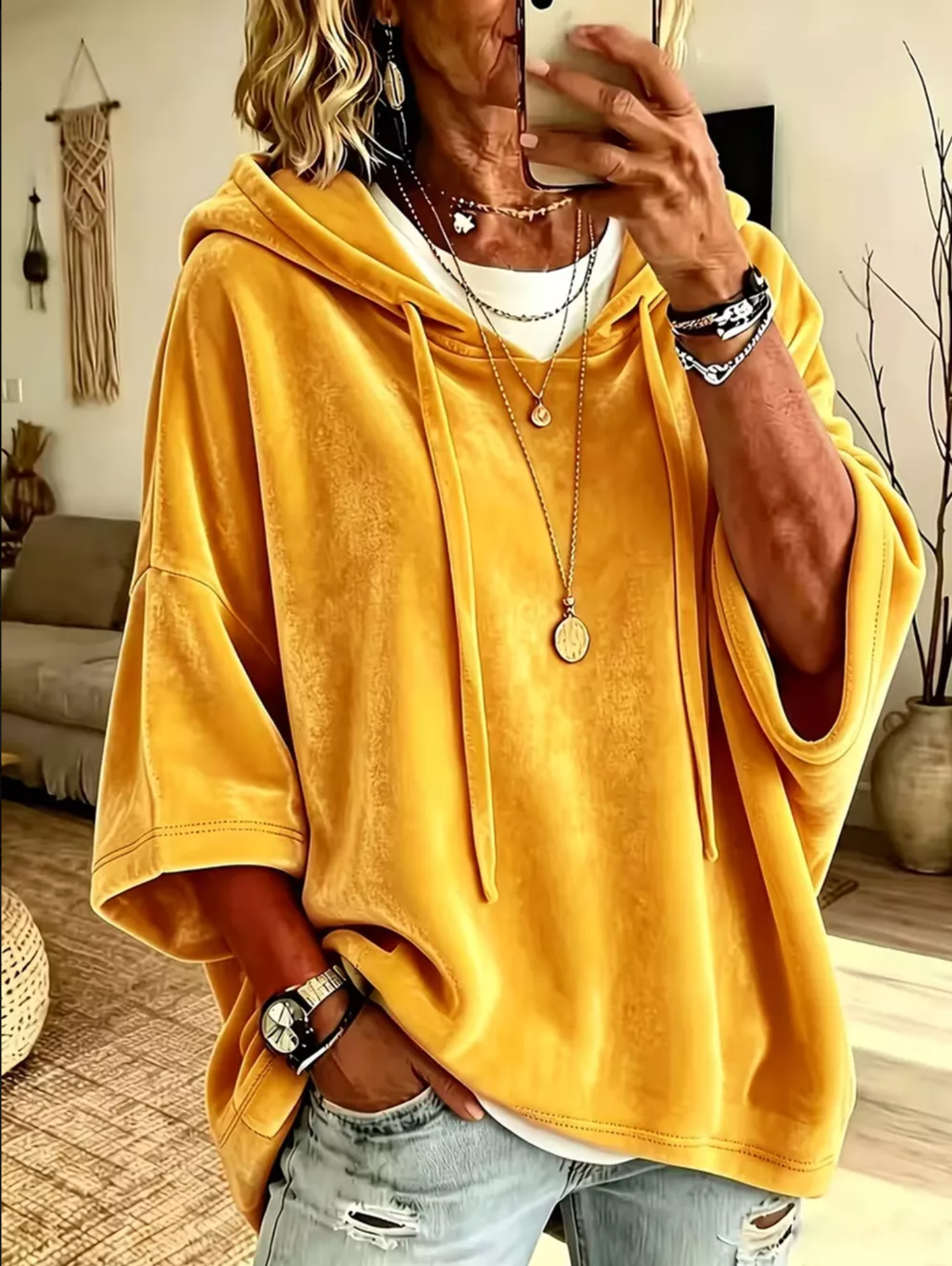 Chill Factor Mustard Velvet Hoodie - T083MS