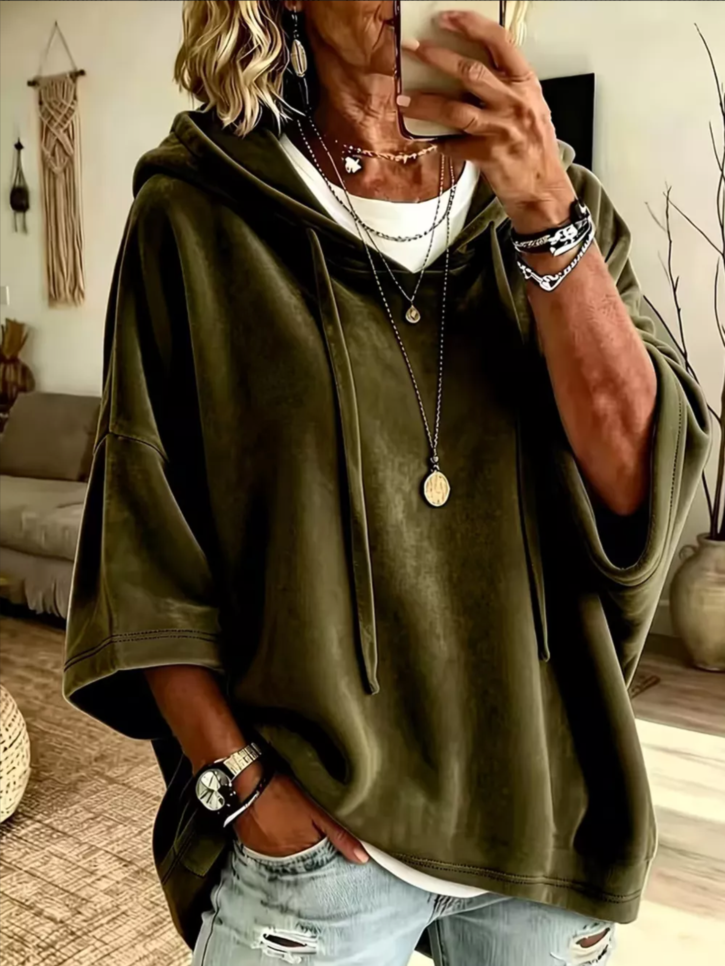 Chill Factor Olive Velvet Hoodie - T086OL