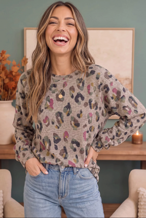 Wild One Colorful Leopard Sweater Top - T089LE
