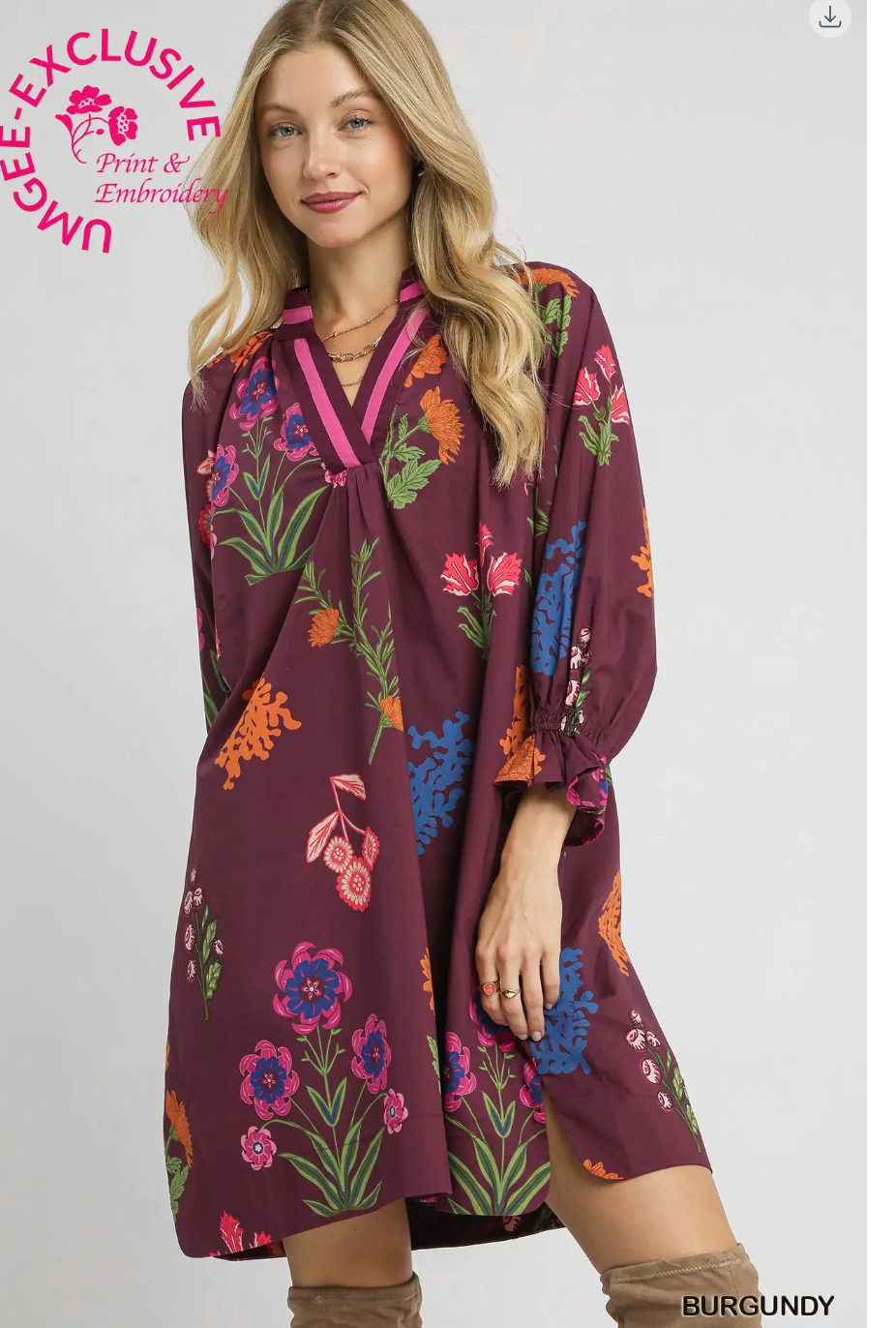Bloom Boldly Burgundy Shift Dress - DR003BU (Copy)