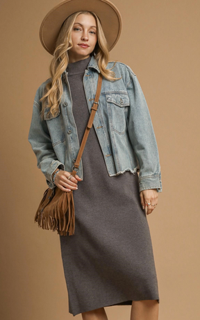 Simply Perfect Charcoal Knit Midi Dress - DR002CG