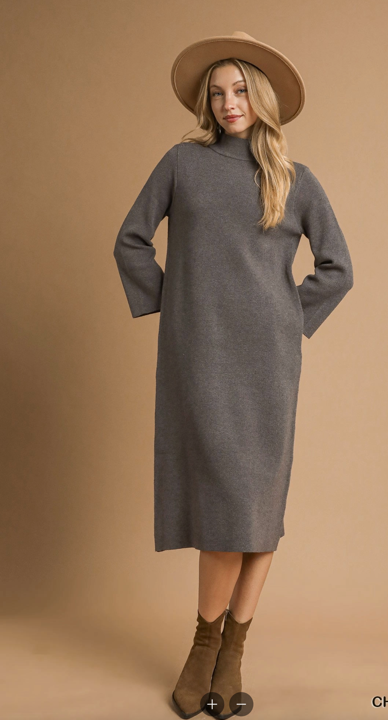 Simply Perfect Charcoal Knit Midi Dress - DR002CG