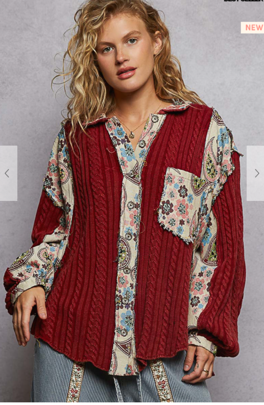 Pretty In Paisley Maroon Sweater Top - S010MA