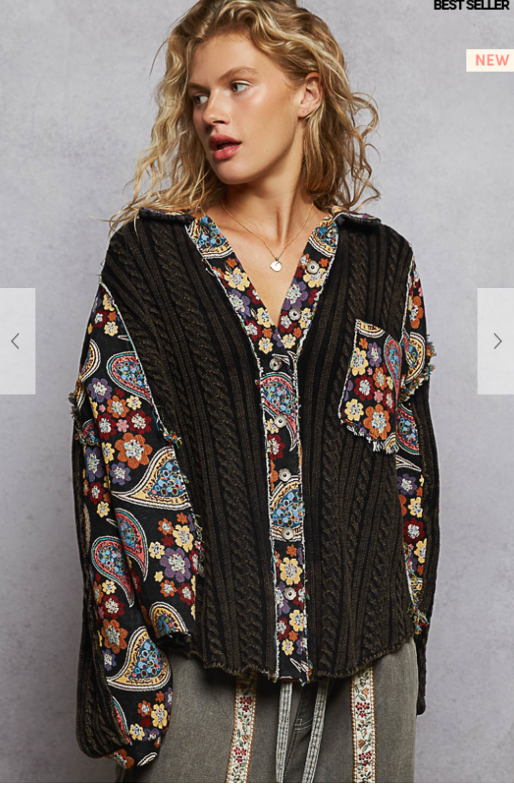 Pretty In Paisley Black Sweater Top - S011BK
