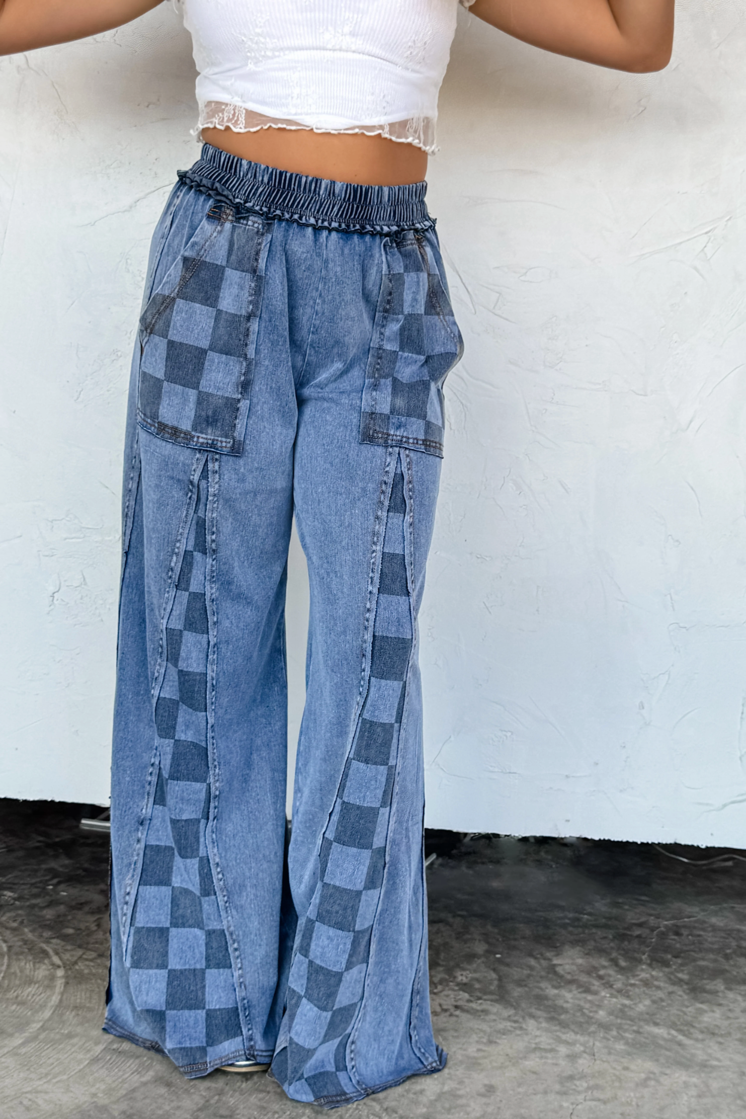 ***PREORDER - GROOVE ON CHECKER FLARE PANTS - P003DN