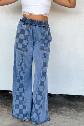 ***PREORDER - GROOVE ON CHECKER FLARE PANTS - P003DN