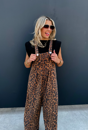 ***PREORDER- CHEETAH KARLI BOHO OVERALLS - P004LE