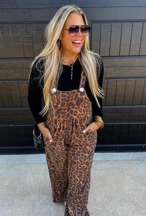 ***PREORDER- CHEETAH KARLI BOHO OVERALLS - P004LE