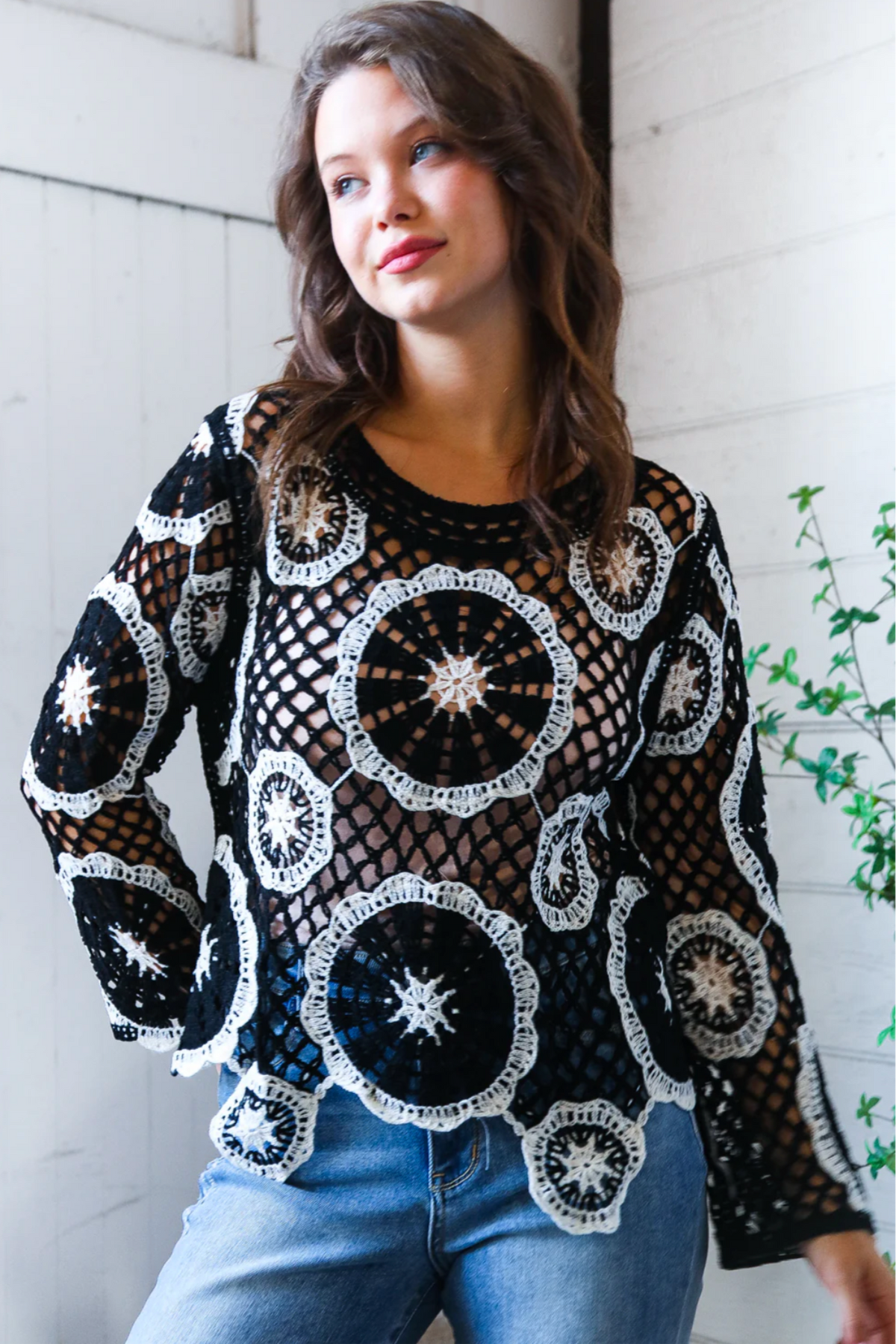 In Retro Bloom Black Crochet Lace Cover Up