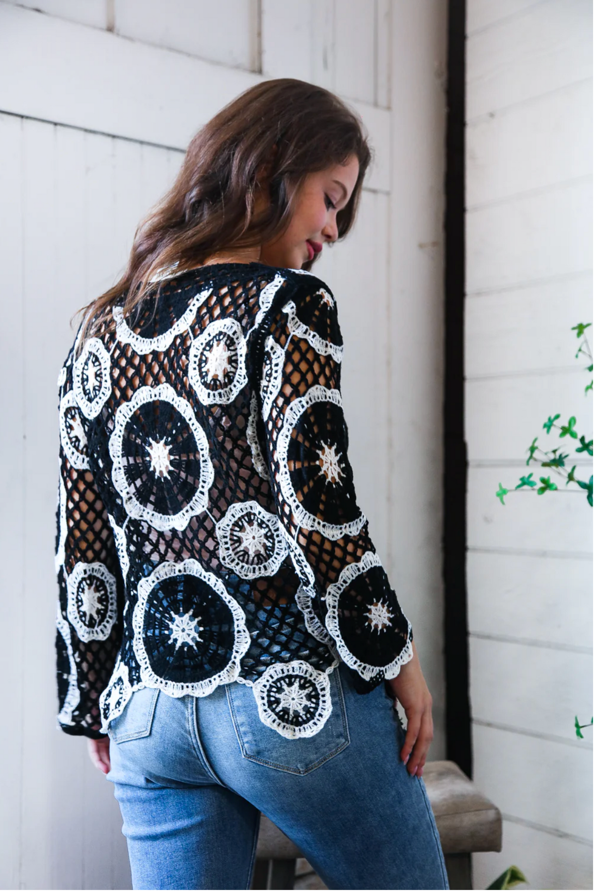 In Retro Bloom Black Crochet Lace Cover Up