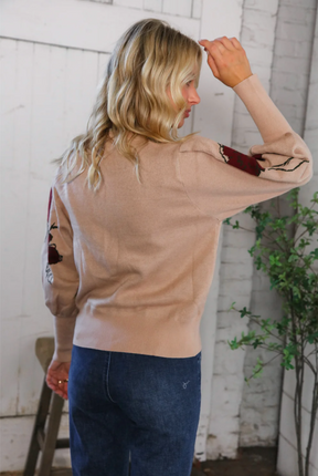 Scarlet Petals Bubble Sleeve Sweater