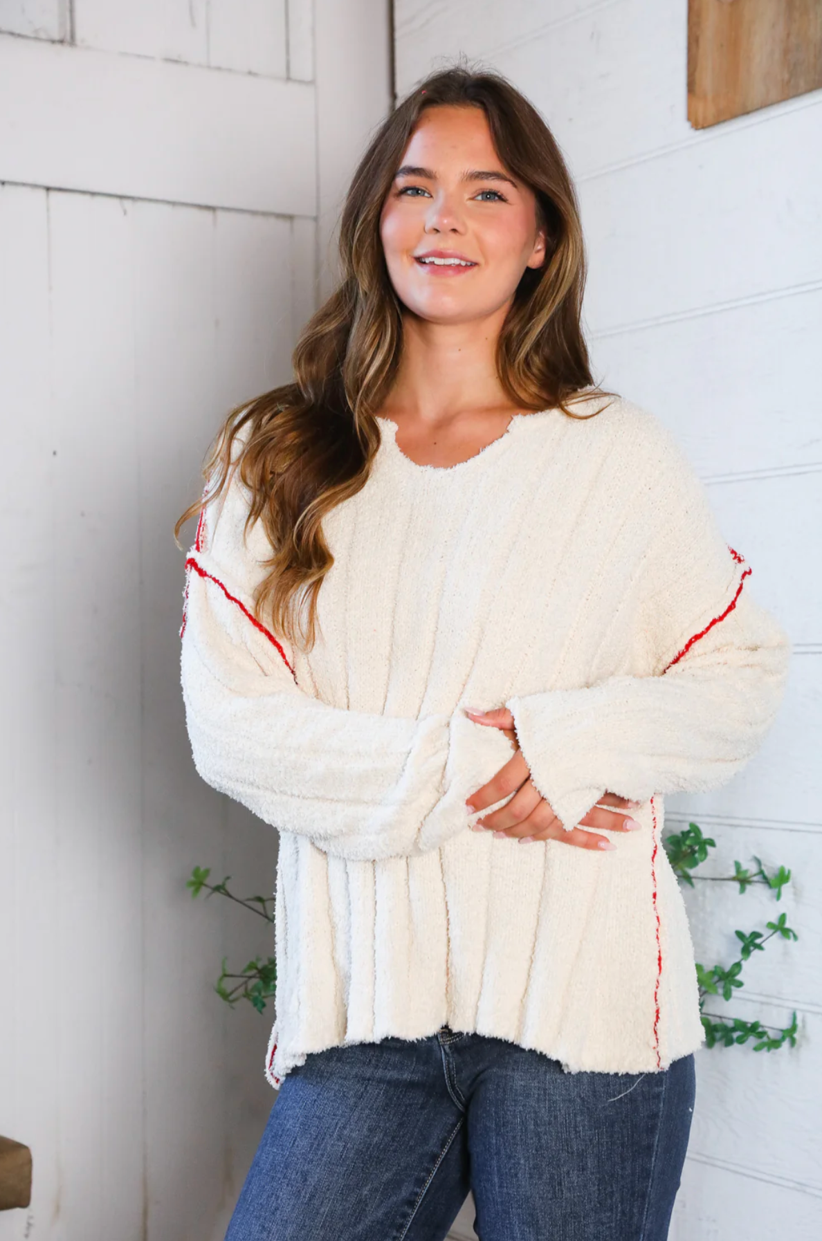 Snuggle Me Cream Thick Ribbed Sweater