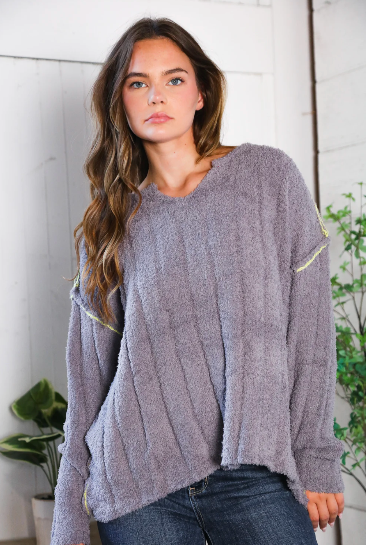 Snuggle Me Charcoal Thick Ribbed Sweater