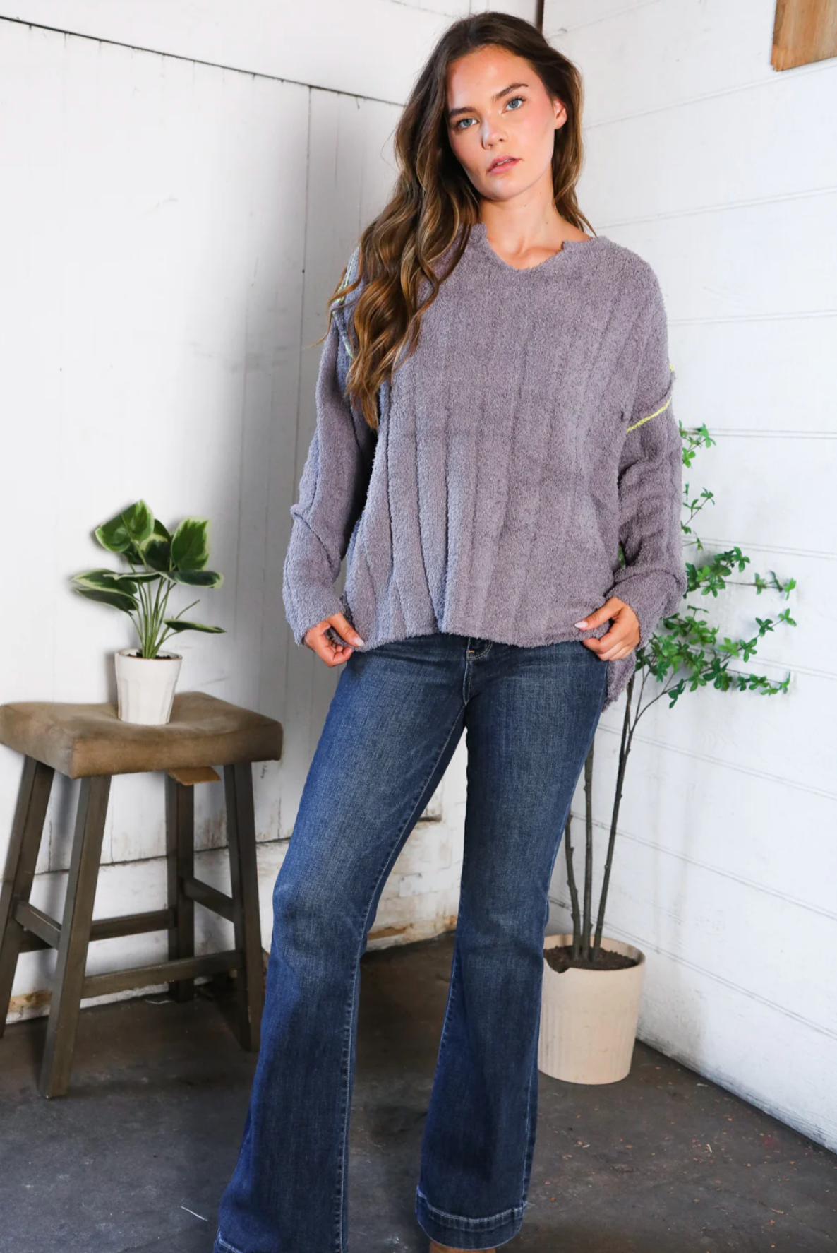 Snuggle Me Charcoal Thick Ribbed Sweater