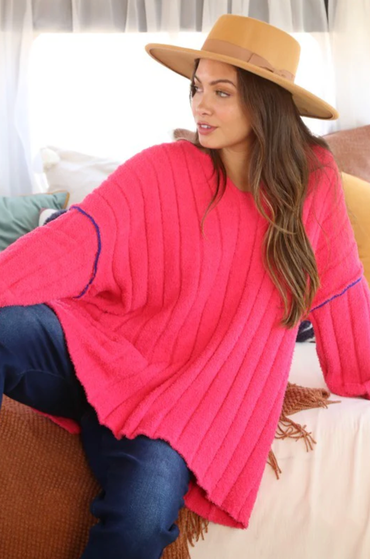 Snuggle Me Hot Pink Thick Ribbed Sweater