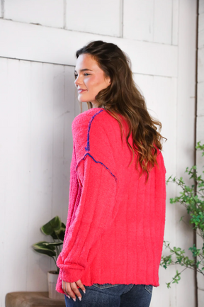 Snuggle Me Hot Pink Thick Ribbed Sweater