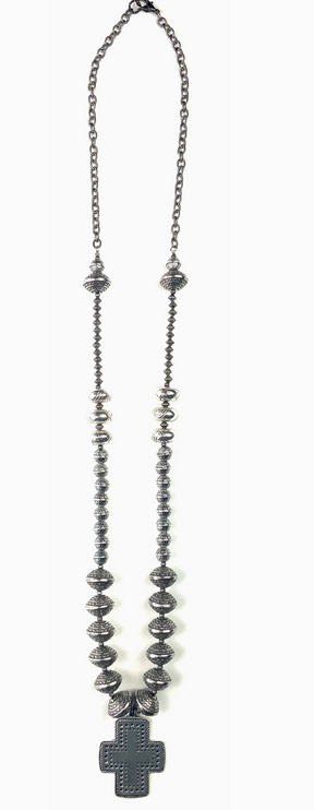 Antique Silver Cross Necklace - N056AS
