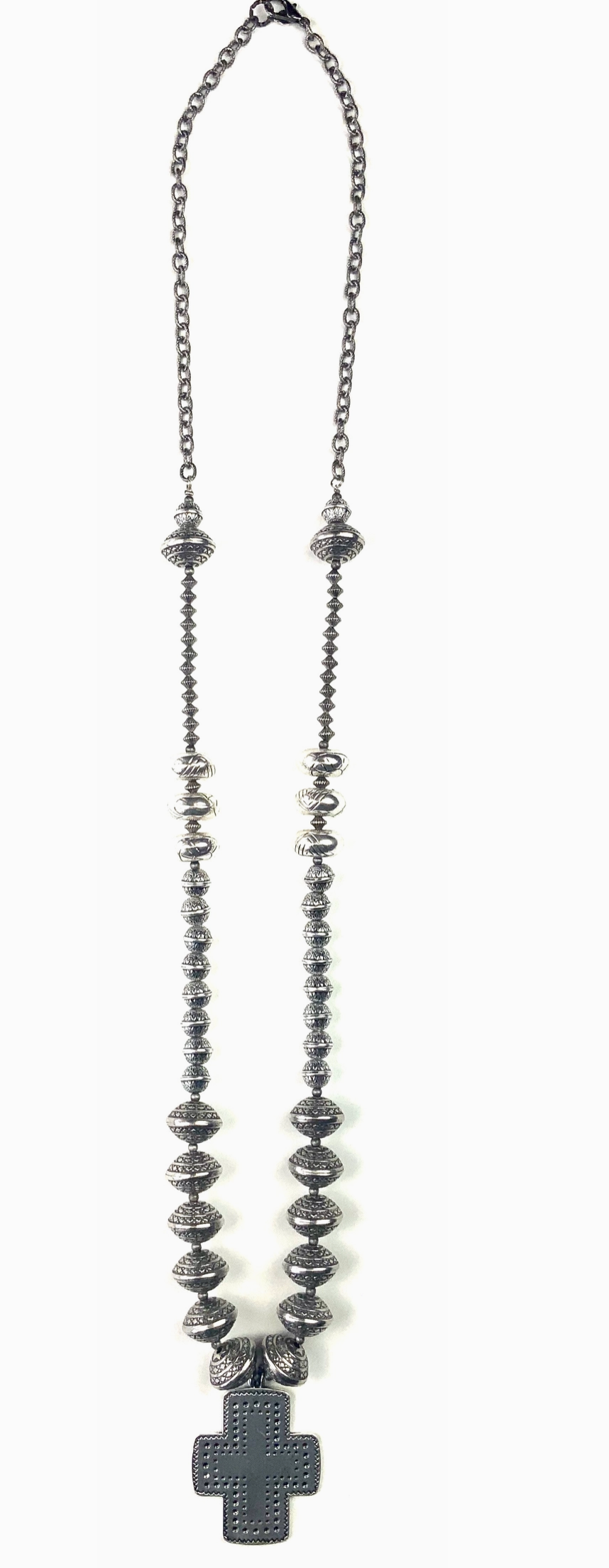 Antique Silver Cross Necklace - N056AS